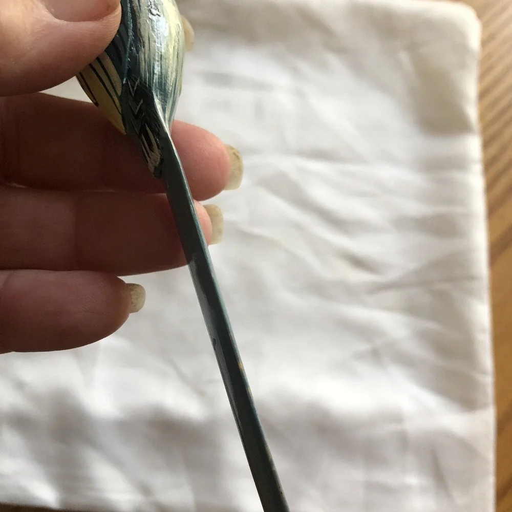 Letter Opener Wooden Hummingbird Hand Painted Hand Carved Art Vintage